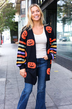 Load image into Gallery viewer, Pumpkin Multicolor Stripe Jacquard Knit Open Cardigan
