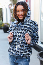 Load image into Gallery viewer, Casual Chic Blue &amp; Black Animal Print Stripe Hoodie
