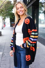 Load image into Gallery viewer, Pumpkin Multicolor Stripe Jacquard Knit Open Cardigan
