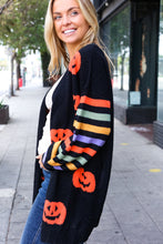 Load image into Gallery viewer, Pumpkin Multicolor Stripe Jacquard Knit Open Cardigan
