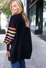 Load image into Gallery viewer, Pumpkin Multicolor Stripe Jacquard Knit Open Cardigan
