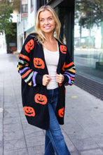 Load image into Gallery viewer, Pumpkin Multicolor Stripe Jacquard Knit Open Cardigan
