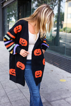 Load image into Gallery viewer, Pumpkin Multicolor Stripe Jacquard Knit Open Cardigan
