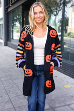 Load image into Gallery viewer, Pumpkin Multicolor Stripe Jacquard Knit Open Cardigan
