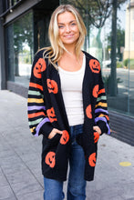 Load image into Gallery viewer, Pumpkin Multicolor Stripe Jacquard Knit Open Cardigan
