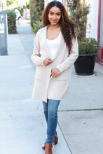 Load image into Gallery viewer, Taupe Open Sweater Cardigan Hoodie With Pockets
