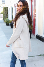 Load image into Gallery viewer, Taupe Open Sweater Cardigan Hoodie With Pockets
