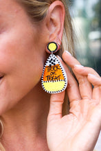 Load image into Gallery viewer, Candy Corn &quot;Trick or Treat&quot; Dangle Earrings
