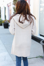 Load image into Gallery viewer, Taupe Open Sweater Cardigan Hoodie With Pockets
