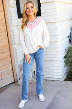 Load image into Gallery viewer, Champagne &amp; Blush Rainbow Stripe Rib Chevron Top
