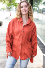 Load image into Gallery viewer, Everyday Rust Button Down Sharkbite Cotton Tunic Top
