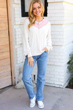 Load image into Gallery viewer, Champagne &amp; Blush Rainbow Stripe Rib Chevron Top
