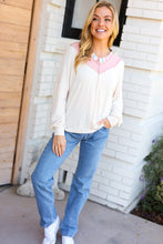 Load image into Gallery viewer, Champagne &amp; Blush Rainbow Stripe Rib Chevron Top
