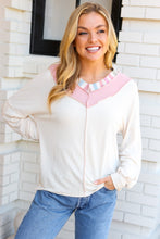 Load image into Gallery viewer, Champagne &amp; Blush Rainbow Stripe Rib Chevron Top
