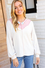 Load image into Gallery viewer, Champagne &amp; Blush Rainbow Stripe Rib Chevron Top
