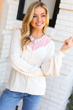 Load image into Gallery viewer, Champagne &amp; Blush Rainbow Stripe Rib Chevron Top
