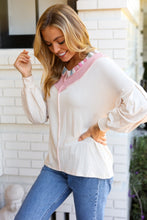 Load image into Gallery viewer, Champagne &amp; Blush Rainbow Stripe Rib Chevron Top
