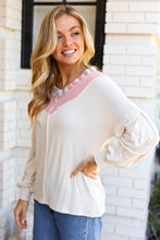 Load image into Gallery viewer, Champagne &amp; Blush Rainbow Stripe Rib Chevron Top
