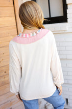 Load image into Gallery viewer, Champagne &amp; Blush Rainbow Stripe Rib Chevron Top
