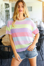 Load image into Gallery viewer, Stand Out Lavender &amp; Pink Striped Textured Waffle Knit Top
