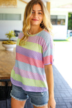 Load image into Gallery viewer, Stand Out Lavender &amp; Pink Striped Textured Waffle Knit Top
