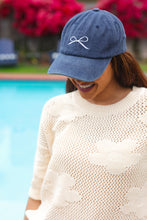 Load image into Gallery viewer, Navy Embroidered Bow Baseball Cap
