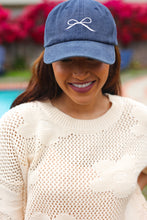 Load image into Gallery viewer, Navy Embroidered Bow Baseball Cap
