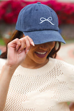 Load image into Gallery viewer, Navy Embroidered Bow Baseball Cap
