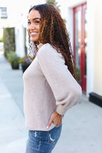 Load image into Gallery viewer, Stay Awhile Taupe Brushed Melange Puff Short Sleeve Sweater
