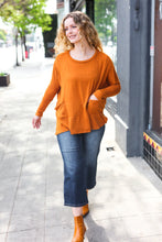 Load image into Gallery viewer, Rust Hacci Dolman Pocketed Sweater Top
