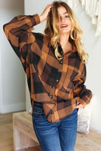 Load image into Gallery viewer, Rock&#39;n Plaid Camel &amp; Charcoal Button Down Oversized Shirt
