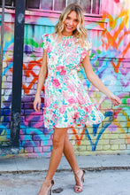 Load image into Gallery viewer, Under Your Spell Floral Smocked Flutter Sleeve Ruffle Mini Dress
