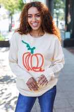 Load image into Gallery viewer, Pumpkin Spice Metallic Yarn Embroidered Oversized Sweater
