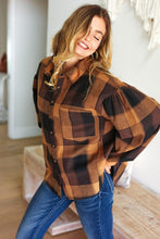 Load image into Gallery viewer, Rock&#39;n Plaid Camel &amp; Charcoal Button Down Oversized Shirt
