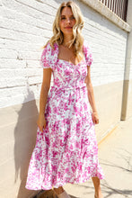 Load image into Gallery viewer, Feeling Femme Pink Sweetheart Neck Bustier Floral Tiered Dress
