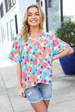 Load image into Gallery viewer, Under Your Spell Mint Flat Floral V Neck Dolman Top
