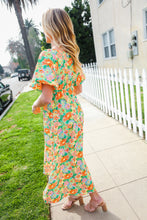 Load image into Gallery viewer, Hello Beautiful Sage Elastic V Neck Tiered Daisy Floral Maxi Dress
