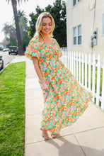 Load image into Gallery viewer, Hello Beautiful Sage Elastic V Neck Tiered Daisy Floral Maxi Dress
