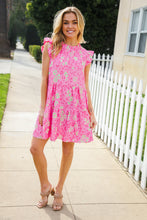 Load image into Gallery viewer, Meet Me in Pink Multicolor Leopard Print Frill Neck Dress
