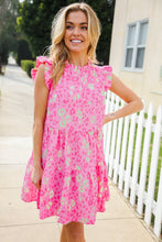 Load image into Gallery viewer, Meet Me in Pink Multicolor Leopard Print Frill Neck Dress
