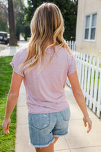 Load image into Gallery viewer, Everyday Chic Maroon &amp; White Stripe Short Sleeve Knit Top
