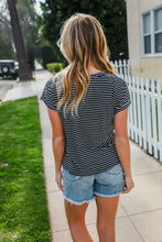 Load image into Gallery viewer, Everyday Chic Black &amp; White Stripe Short Sleeve Knit Top
