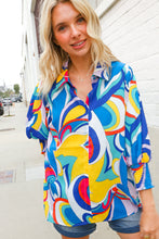 Load image into Gallery viewer, Best in Bold Abstract Print Button-Down Smock Sleeve Top
