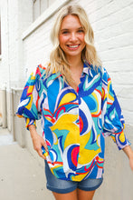 Load image into Gallery viewer, Best in Bold Abstract Print Button-Down Smock Sleeve Top
