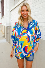 Load image into Gallery viewer, Best in Bold Abstract Print Button-Down Smock Sleeve Top

