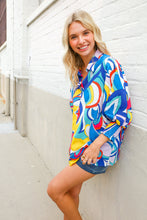 Load image into Gallery viewer, Best in Bold Abstract Print Button-Down Smock Sleeve Top

