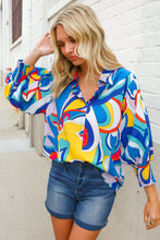 Load image into Gallery viewer, Best in Bold Abstract Print Button-Down Smock Sleeve Top
