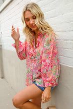 Load image into Gallery viewer, Classy Chic Rose Floral Ruffle Button Down Chiffon Top
