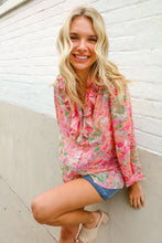 Load image into Gallery viewer, Classy Chic Rose Floral Ruffle Button Down Chiffon Top
