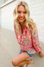Load image into Gallery viewer, Classy Chic Rose Floral Ruffle Button Down Chiffon Top
